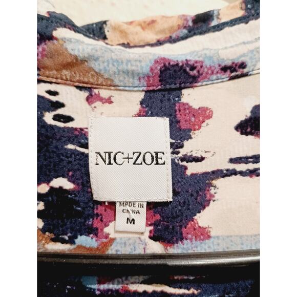 Nic and Zoe Women's medium Tie Front Medallion Mix Shirt Dress - Picture 6 of 11